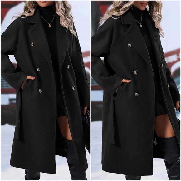 ジャケット・アウター Double Breasted Gang Coat Grant Black Double Breasted Wool/Cashmere Jacket - Moda Italy Fashion